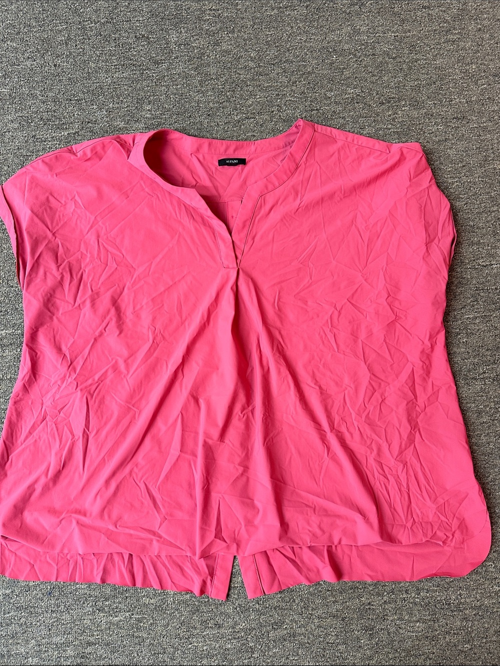 Pink V-Neck Short Sleeve Blouse
